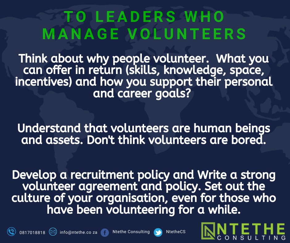 Think about why people volunteer. Understand your volunteers. What you can offer in return_ Have a strong foundation to build your volunteering programme. Think carefully about why you are using voluntee (1)